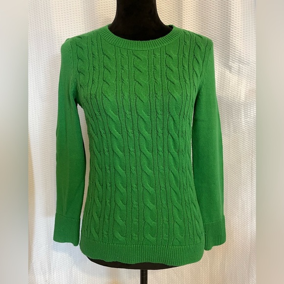 Talbots emerald green crew neck long sleeve pullover sweater size petite small - Picture 1 of 7